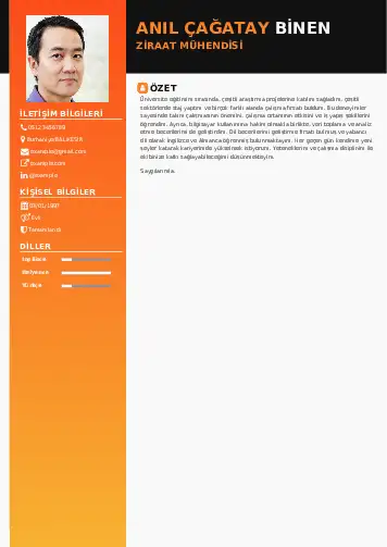 Ziraat Mühendisi Cv Örnekleri cv indir